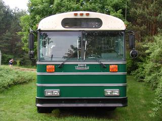 Bus front with trim and ears