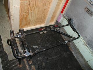 steel base of school bus seat