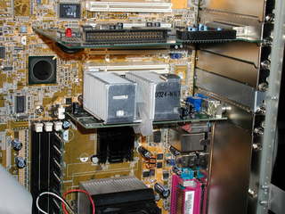 card installed in water cooled pc